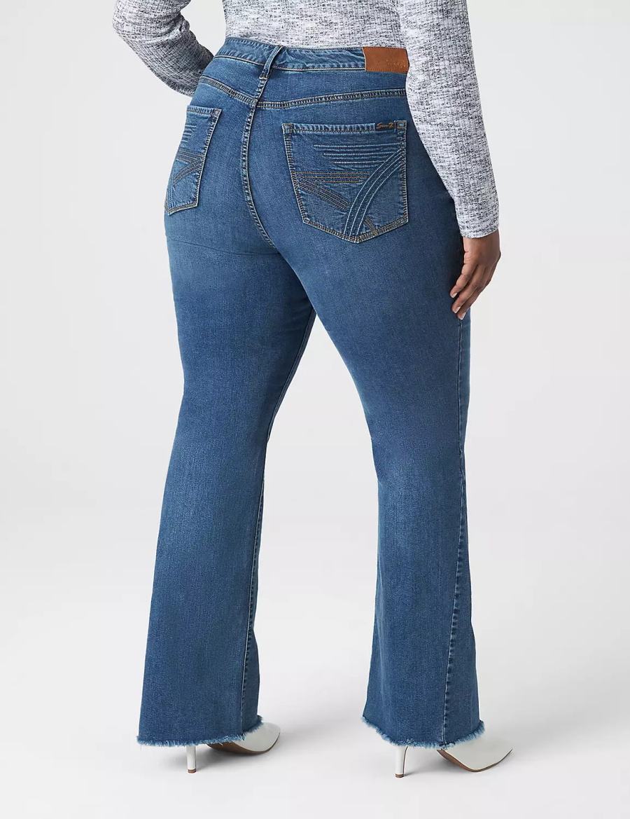 Women Lane Bryant Seven7 High-Rise Flare With Raw Hem Jeans Blue | RVD1553JD
