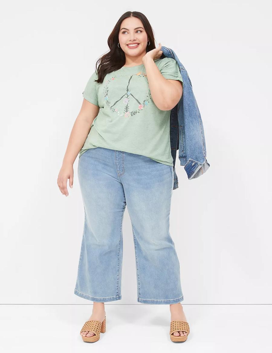 Women Lane Bryant Seven7 Pull-On Weekender Cropped Jeans Blue | HDW9496IS