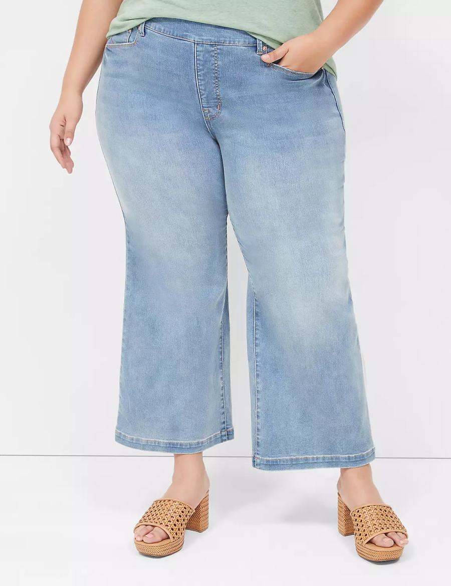 Women Lane Bryant Seven7 Pull-On Weekender Cropped Jeans Blue | HDW9496IS