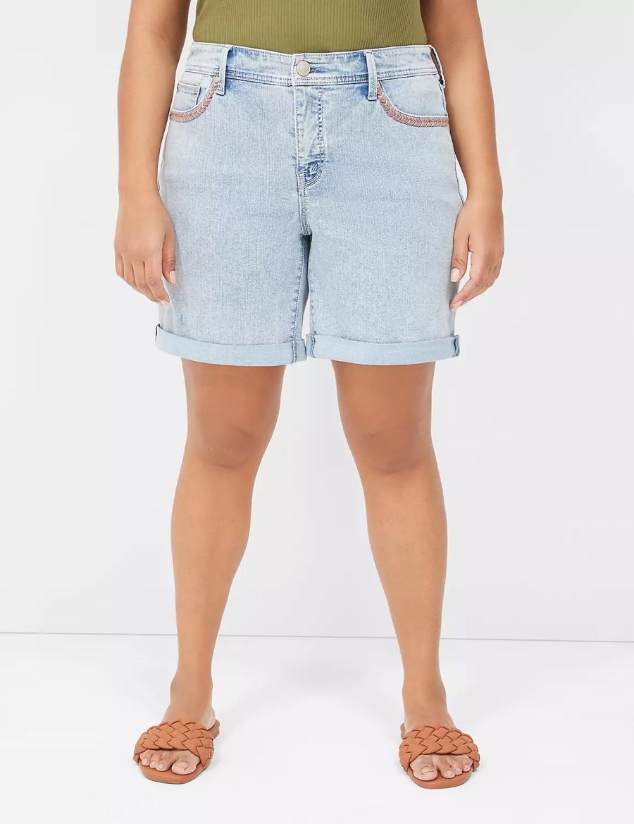 Women Lane Bryant Seven7 Weekender Jean With Colorful Stitching Shorts Blue | TBT1355LP