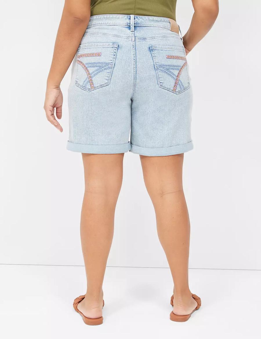 Women Lane Bryant Seven7 Weekender Jean With Colorful Stitching Shorts Blue | TBT1355LP