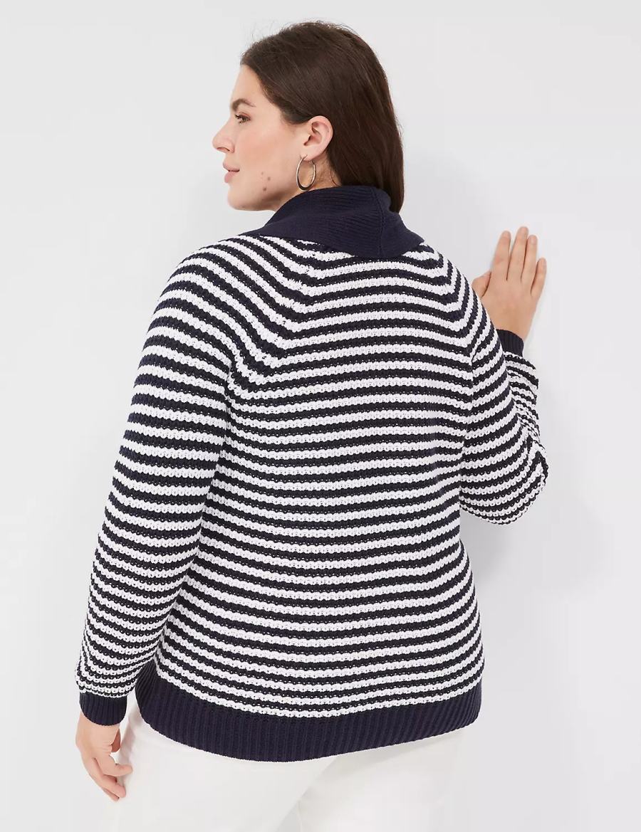 Women Lane Bryant Shawl Collar Cardigan Navy | JVY1260VQ