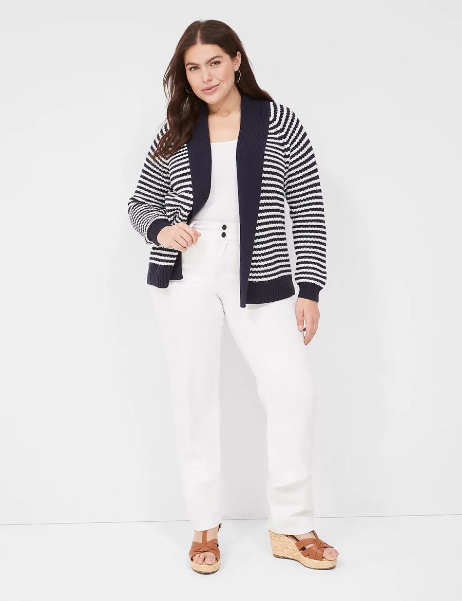 Women Lane Bryant Shawl Collar Cardigan Navy | JVY1260VQ