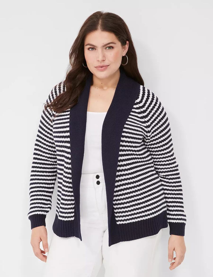 Women Lane Bryant Shawl Collar Cardigan Navy | JVY1260VQ