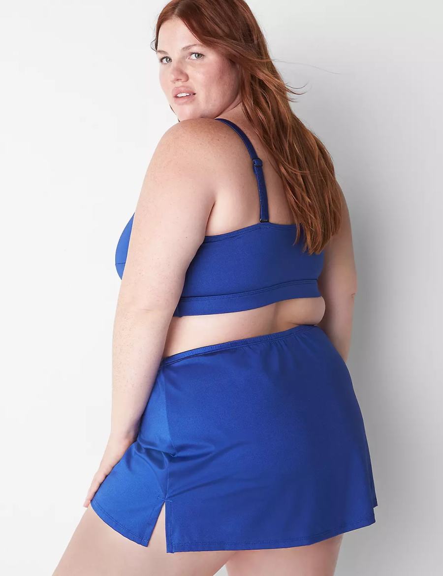 Women Lane Bryant Shimmer Slitted Swim Skirts Blue | HYO440BM