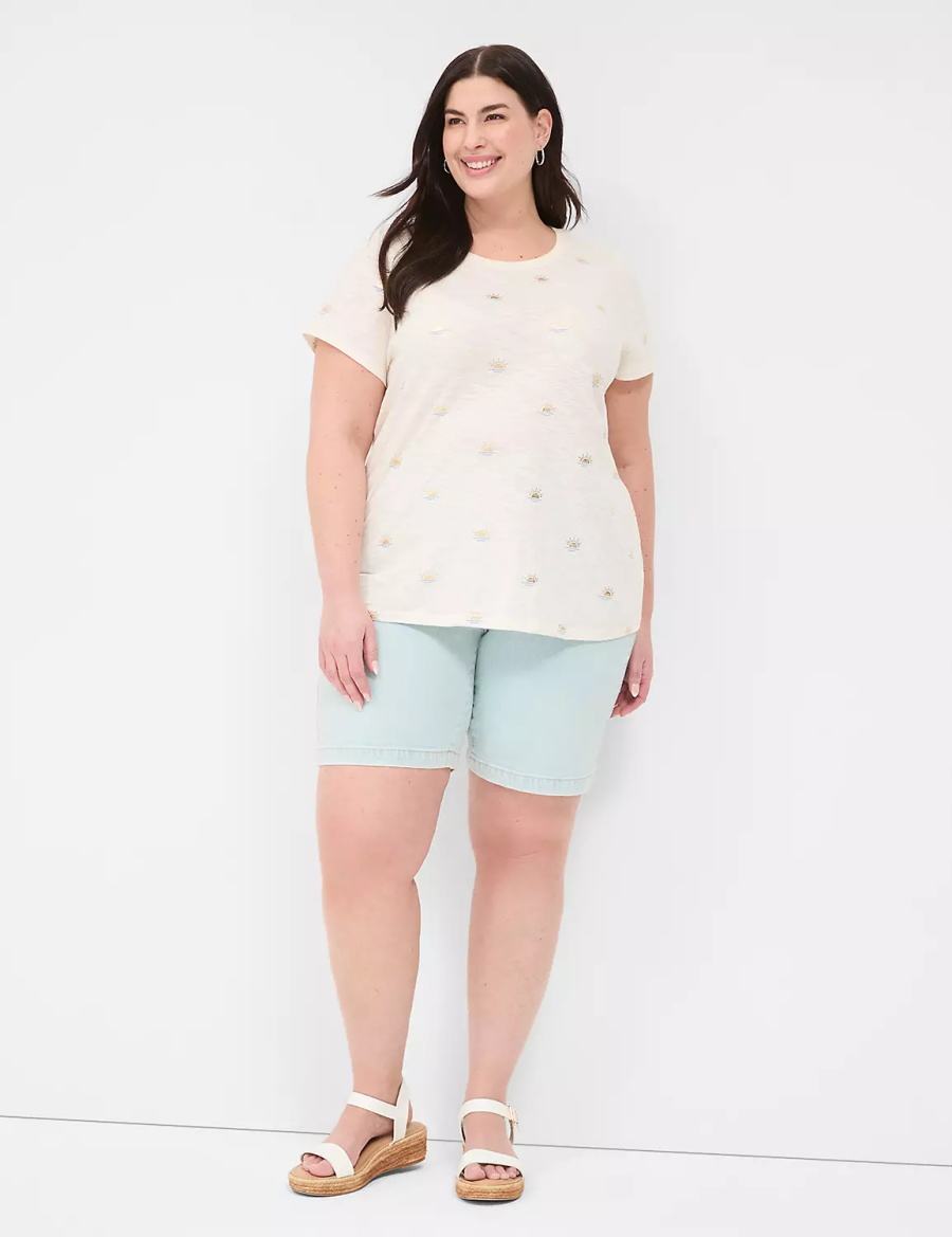 Women Lane Bryant Shimmer Sunshine Graphic Tee T Shirts White | UZP6612KJ