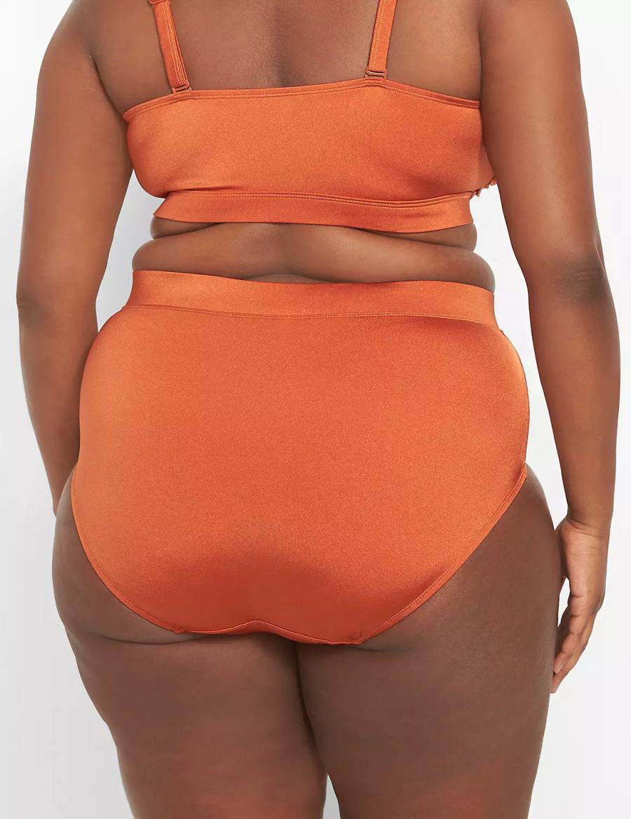 Women Lane Bryant Shimmer Swim Briefs Orange | ZSS2432SN