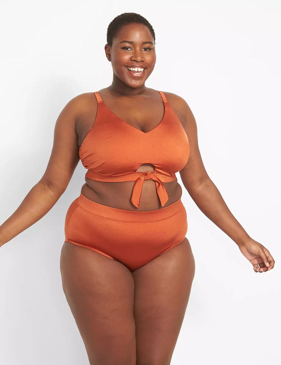 Women Lane Bryant Shimmer Swim Briefs Orange | ZSS2432SN