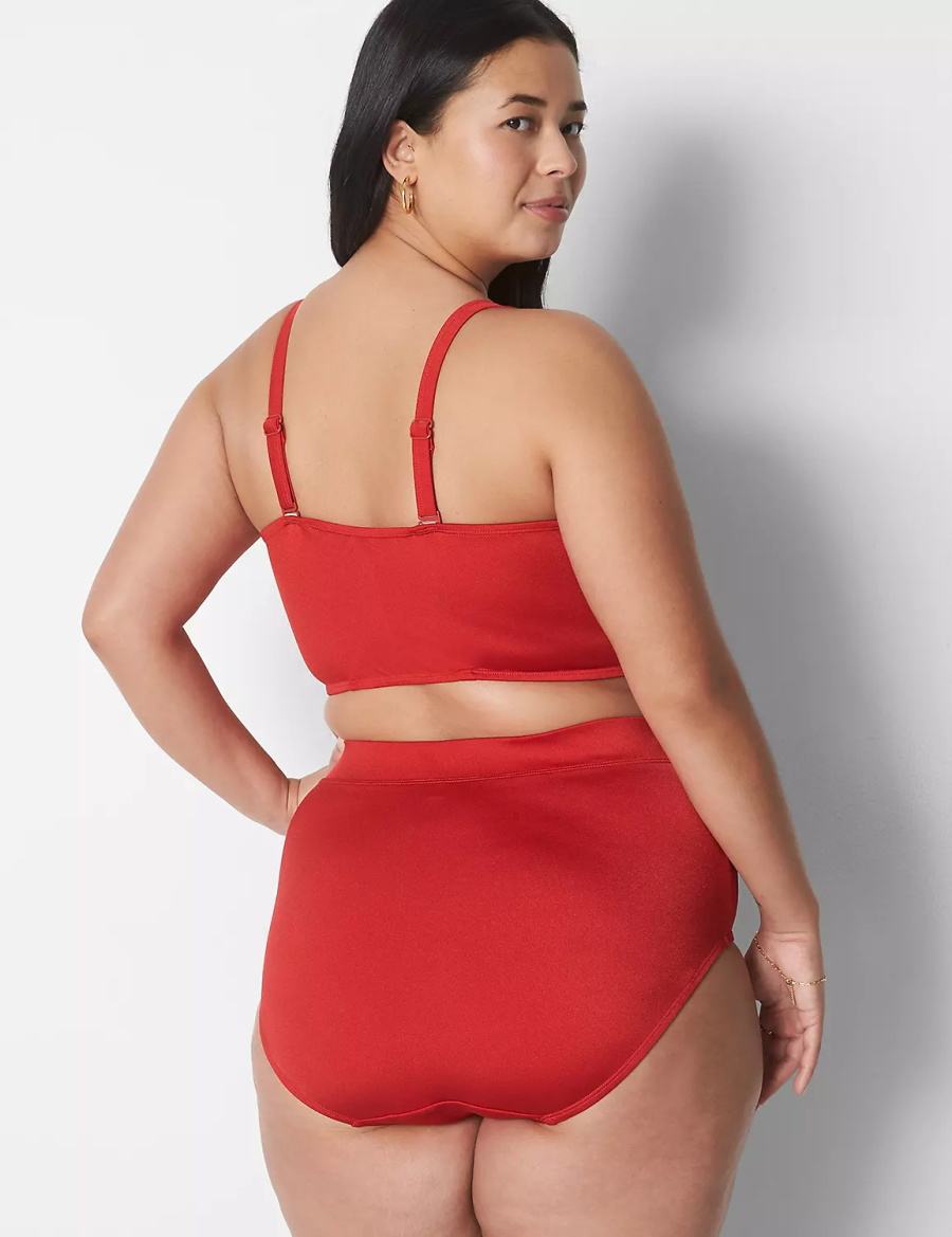 Women Lane Bryant Shimmer Swim Briefs Red | XFF9298AR