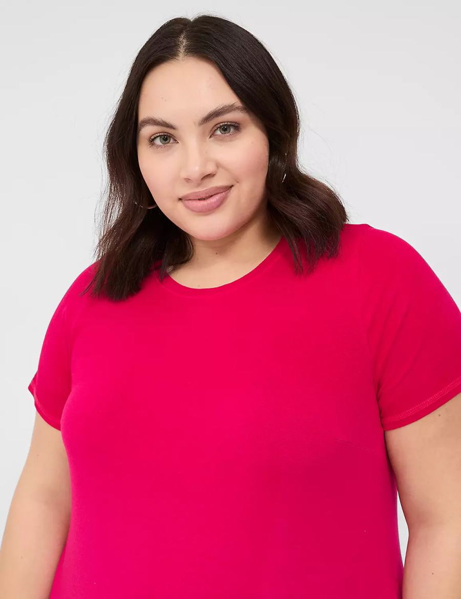 Women Lane Bryant Short-Sleeve Side-Slit Tie Dye Maxi Dress Red | IDG358OF