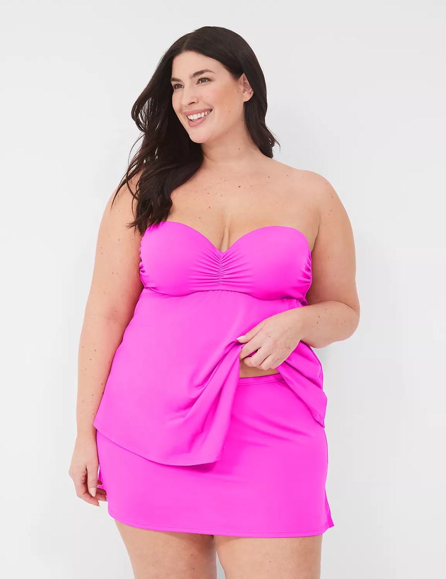 Women Lane Bryant Side Slit Swim Skirts Pink | WLA919BU