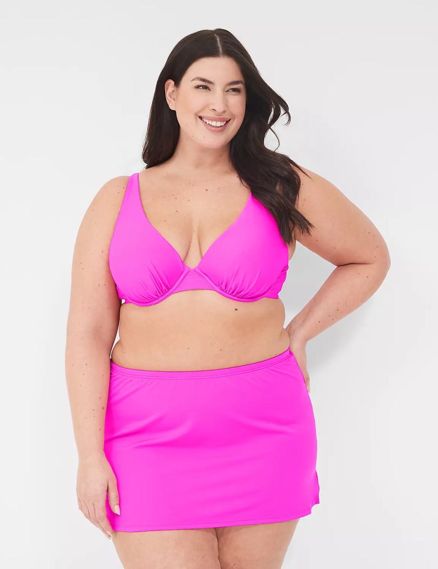 Women Lane Bryant Side Slit Swim Skirts Pink | WLA919BU
