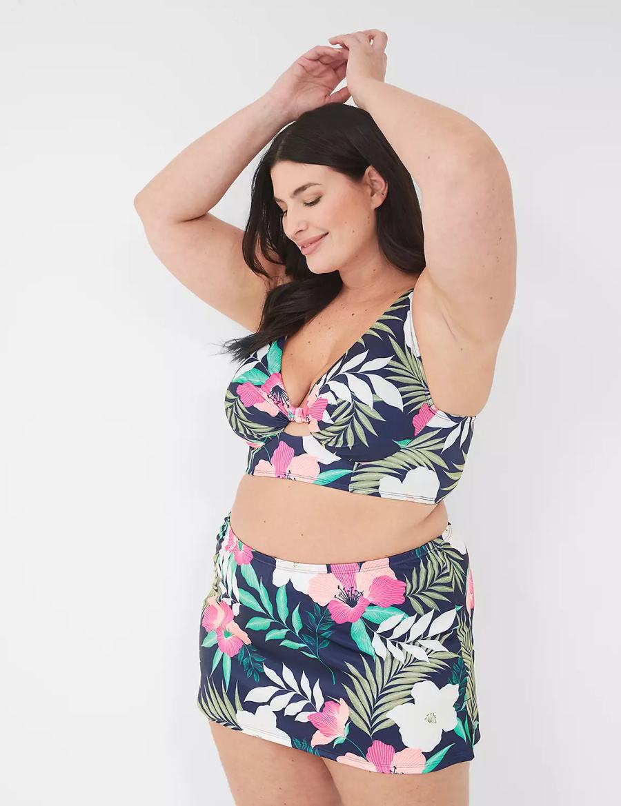 Women Lane Bryant Side Slit Swim Skirts Navy | FMX4757TX