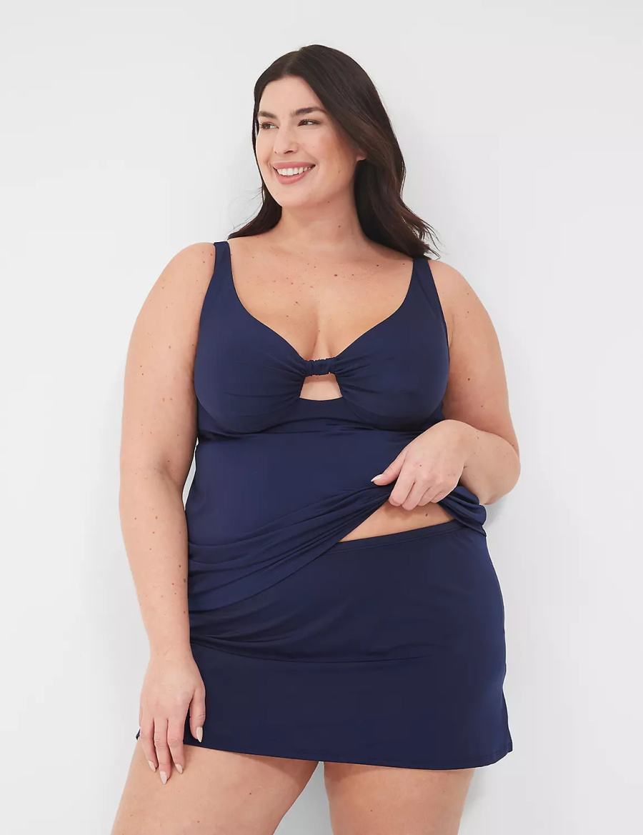 Women Lane Bryant Side Slit Swim Skirts Blue | VHD4171VK