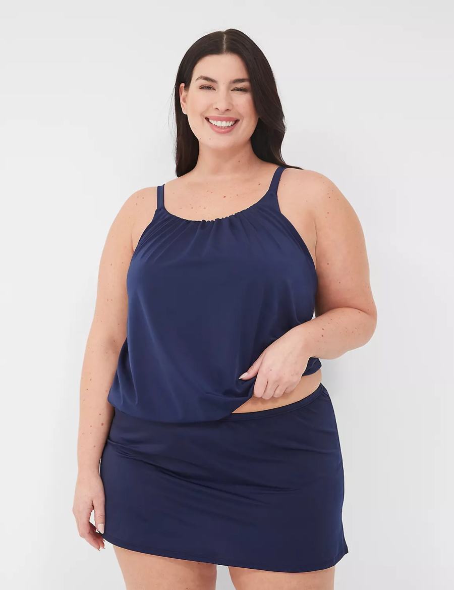 Women Lane Bryant Side Slit Swim Skirts Blue | VHD4171VK