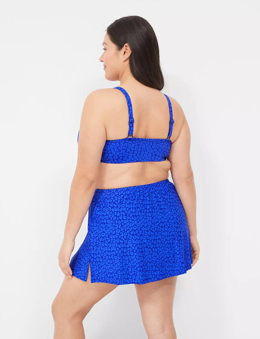 Women Lane Bryant Side Slit Swim Skirts Blue | MZR7926VE