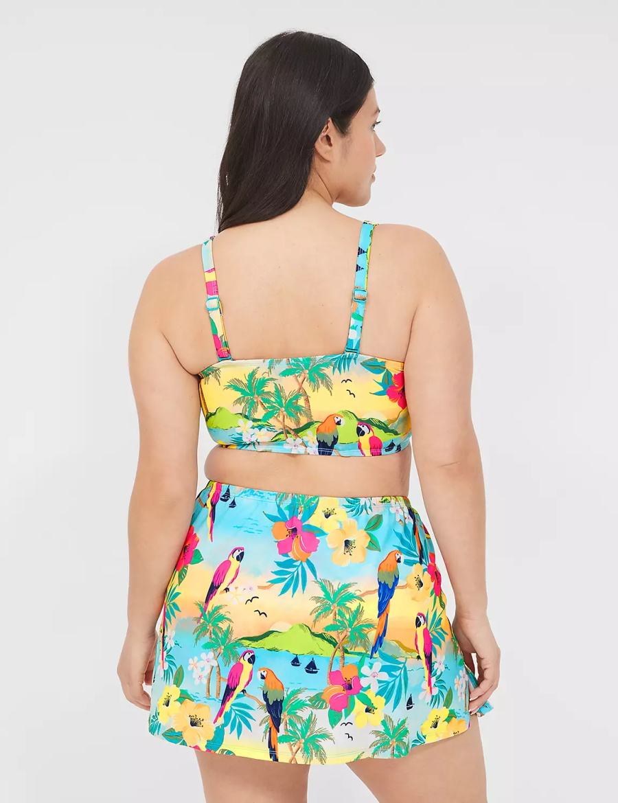 Women Lane Bryant Side Slit Swim Skirts Yellow Multicolor | FAZ2942JE