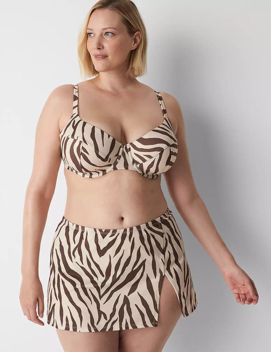 Women Lane Bryant Side Slit Swim Skirts Brown Multicolor | EEL5593OD