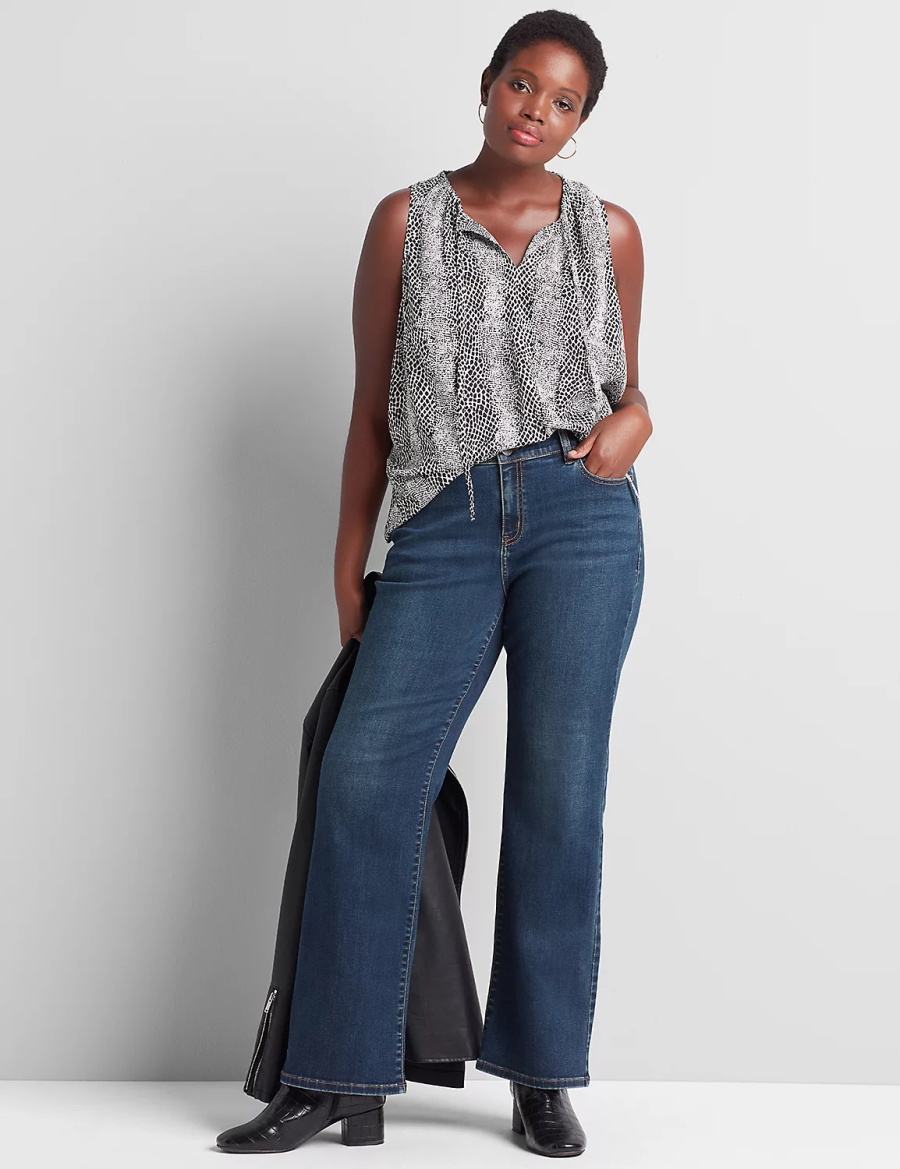 Women Lane Bryant Signature Fit Boot Jeans Dark Blue | OYQ3762FD