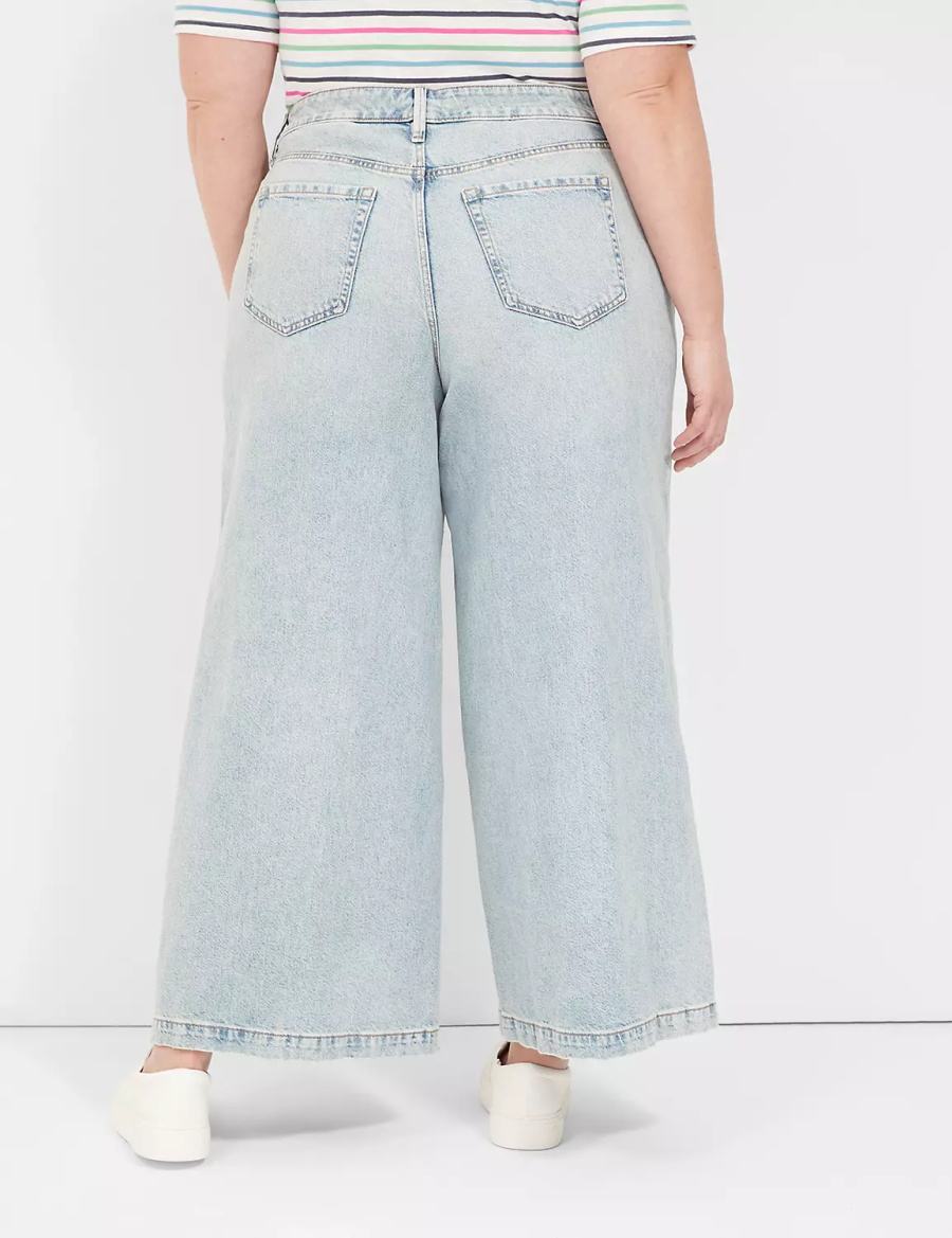 Women Lane Bryant Signature Fit High-Rise Ultra Wide Leg Jeans Light Blue | TUW5285YO