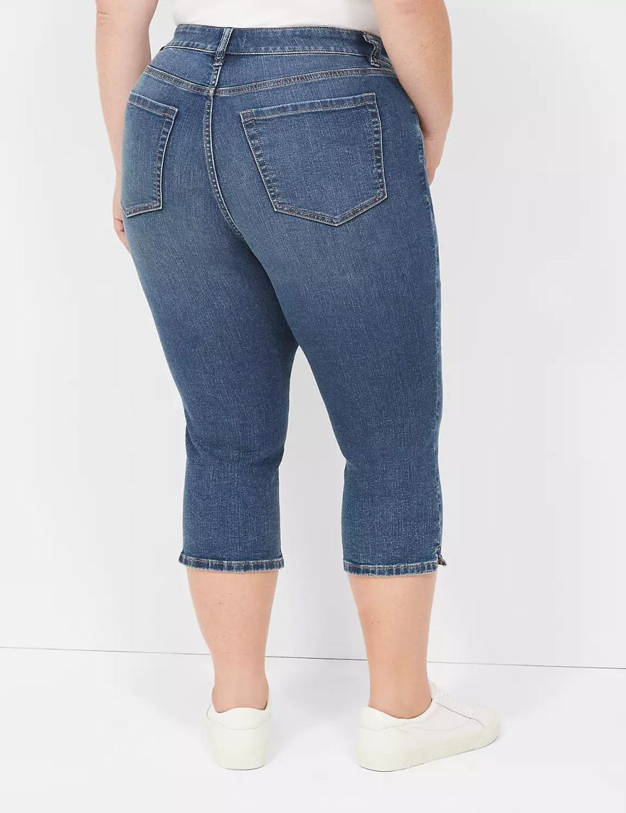 Women Lane Bryant Signature Fit High-Rise Pedal Jeans Dark Blue | NUZ2012BZ