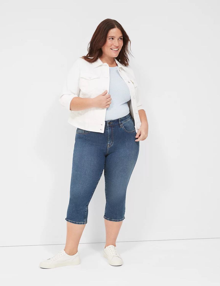 Women Lane Bryant Signature Fit High-Rise Pedal Jeans Dark Blue | NUZ2012BZ