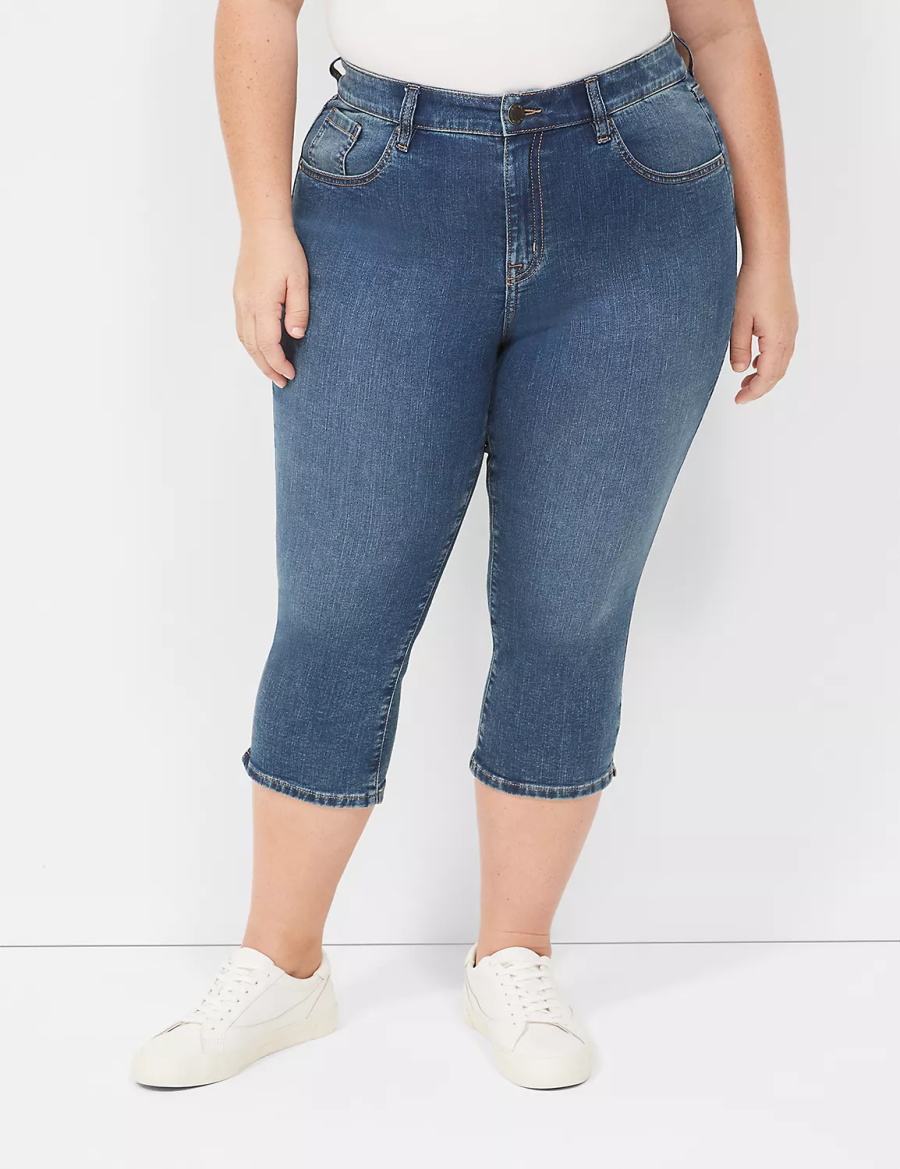 Women Lane Bryant Signature Fit High-Rise Pedal Jeans Dark Blue | NUZ2012BZ