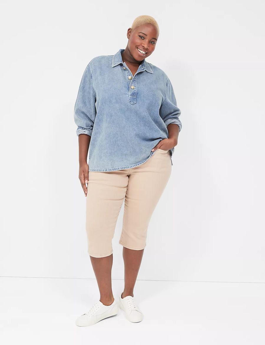 Women Lane Bryant Signature Fit High-Rise Color Pedal Jeans Brown | AVK4874TE