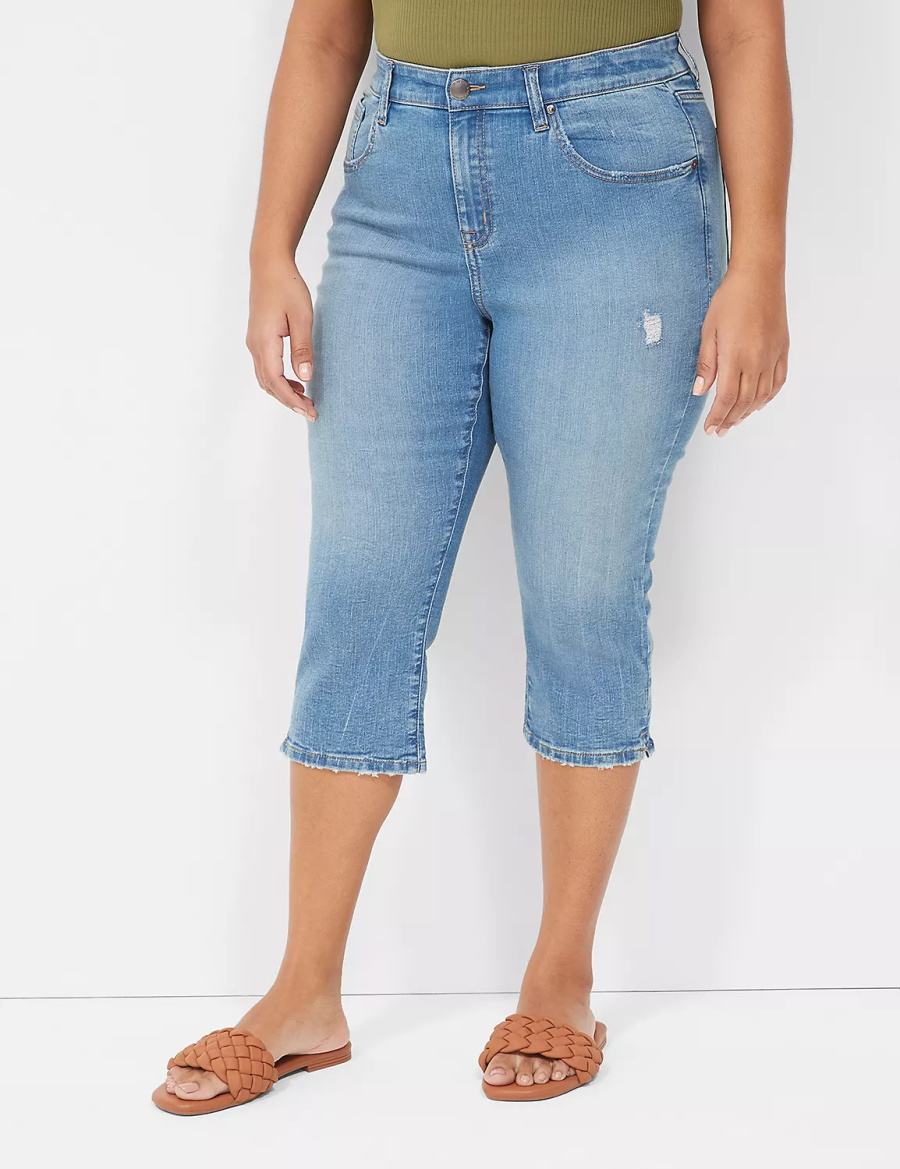 Women Lane Bryant Signature Fit High-Rise Pedal Jeans Blue | WID3724YY