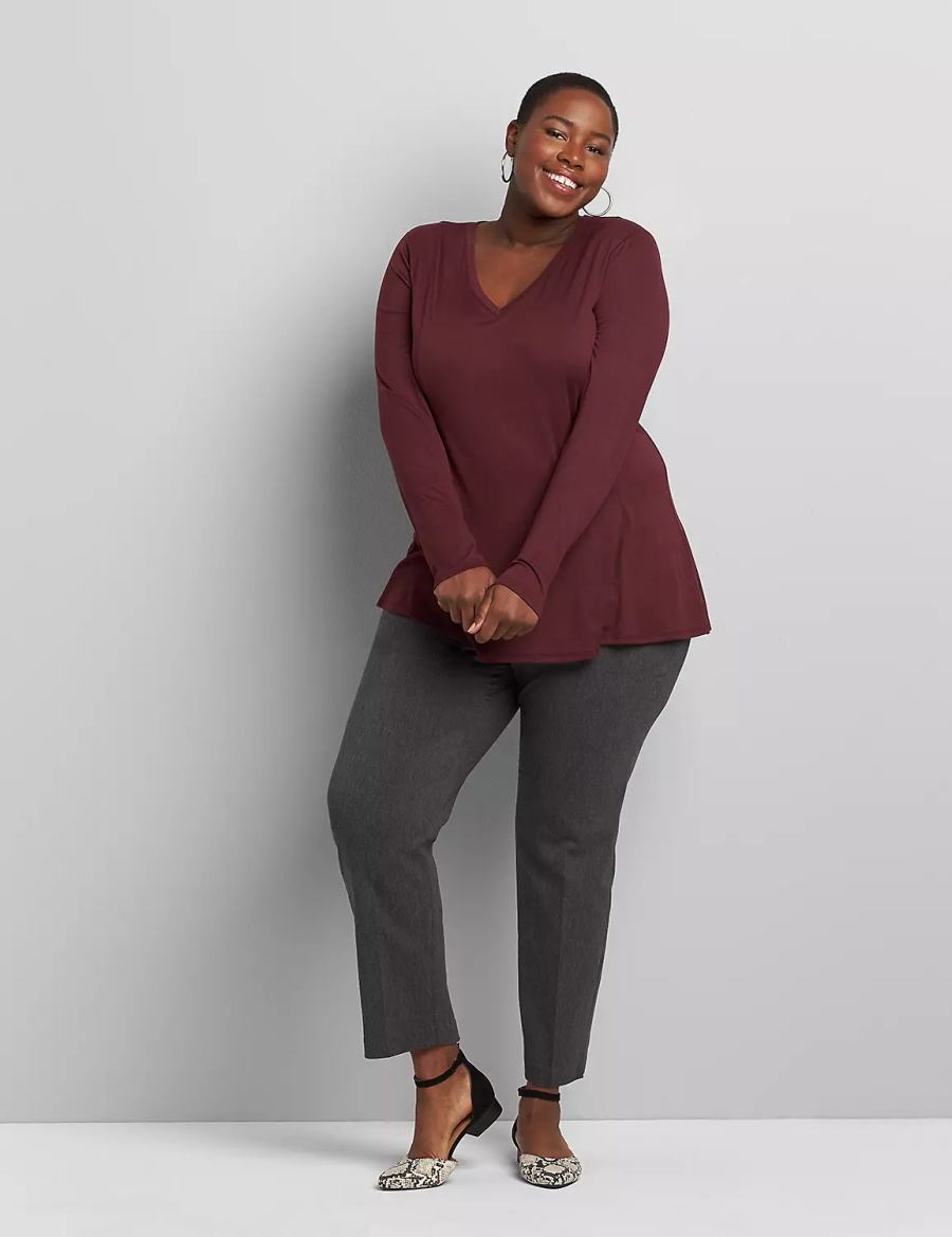 Women Lane Bryant Slim Ankle 4-Season Pants Grey | GUL8070VW
