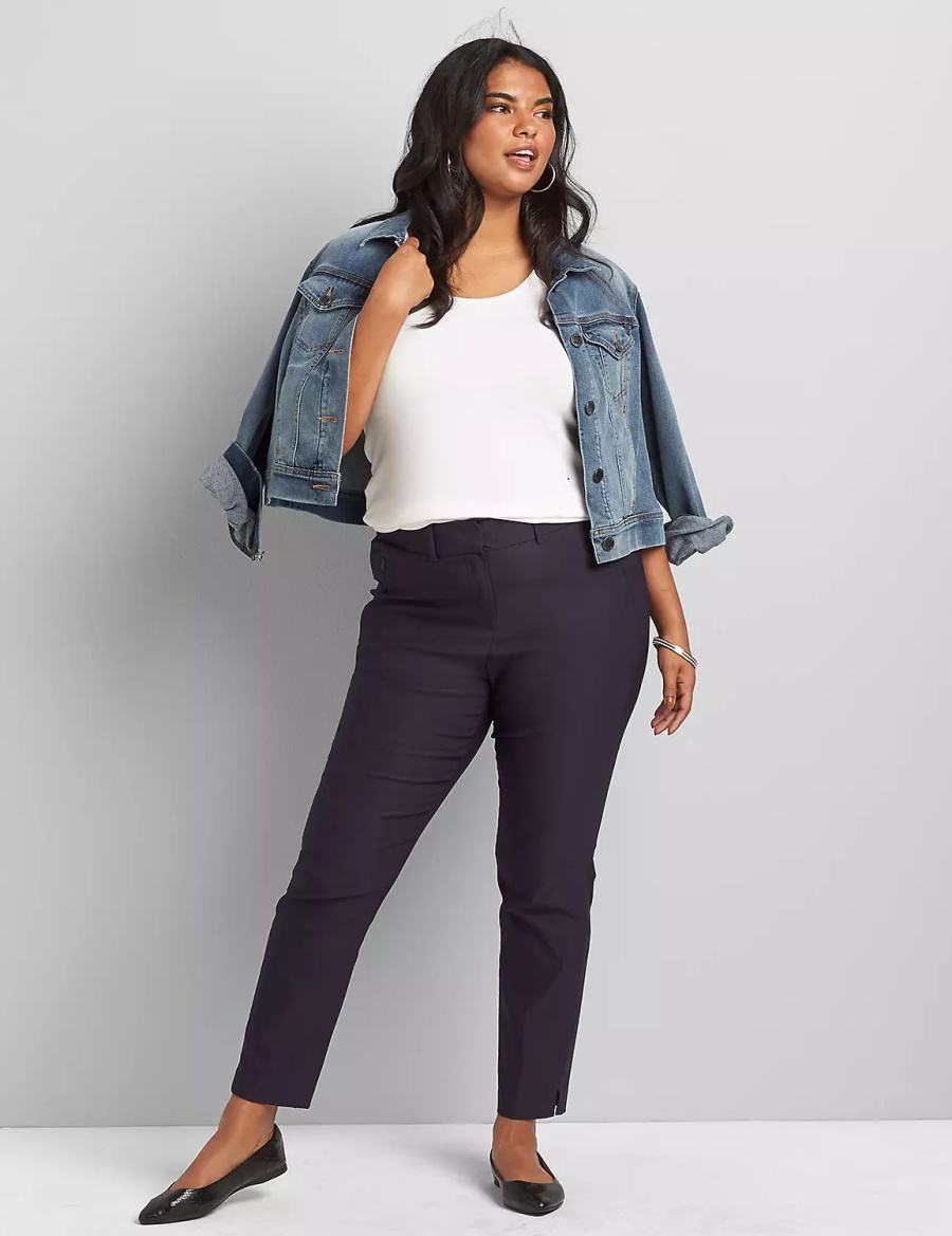Women Lane Bryant Slim Ankle 4-Season Pants Blue | RWX4038CS