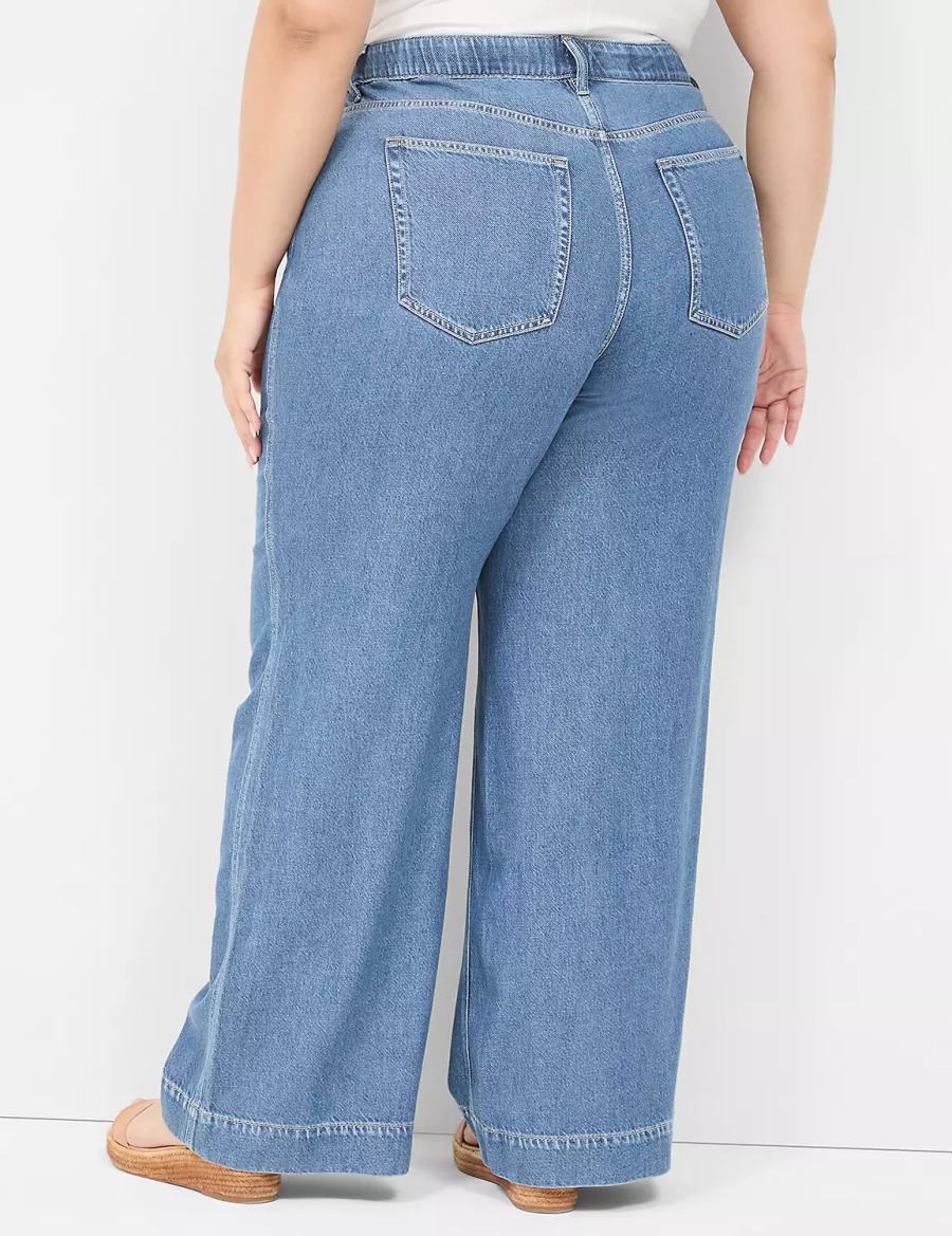 Women Lane Bryant Slim Wide Leg Jeans Blue | FBH3785HQ