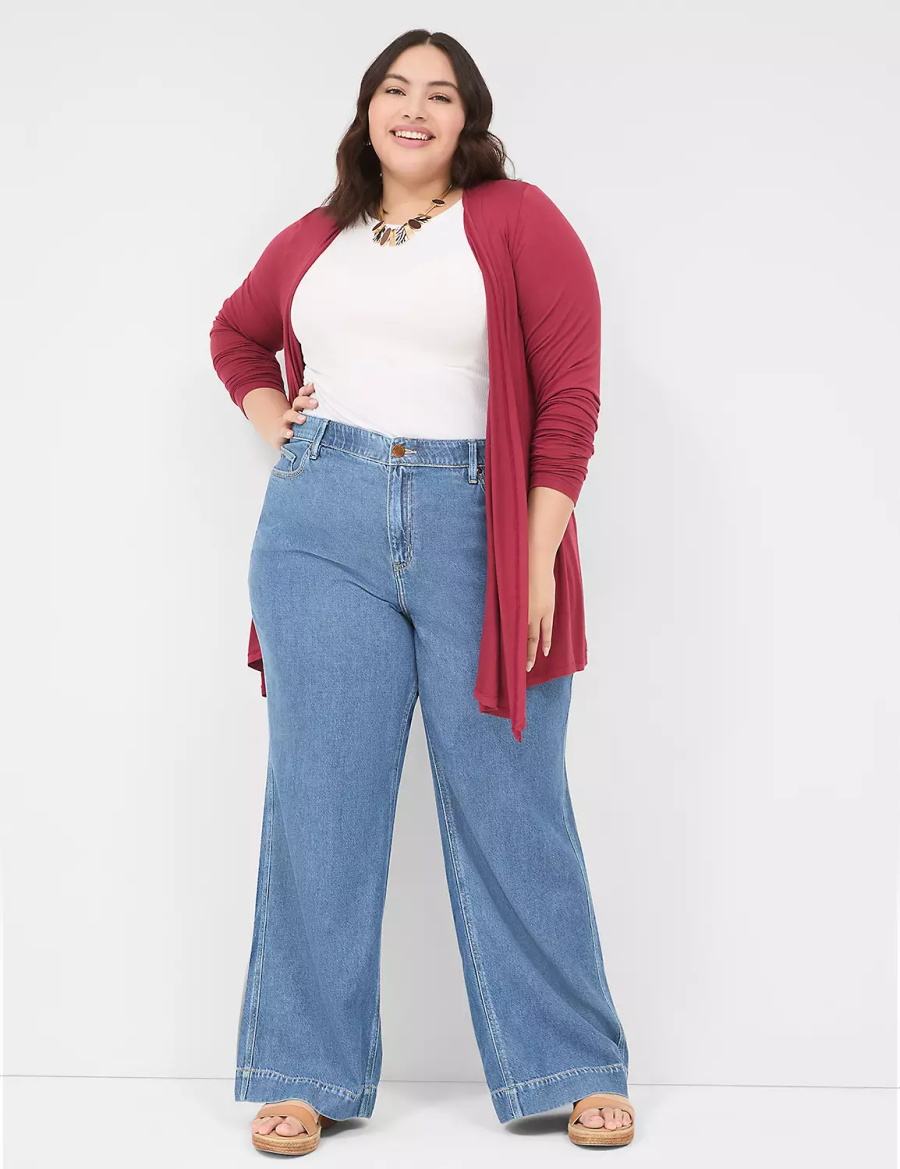 Women Lane Bryant Slim Wide Leg Jeans Blue | FBH3785HQ