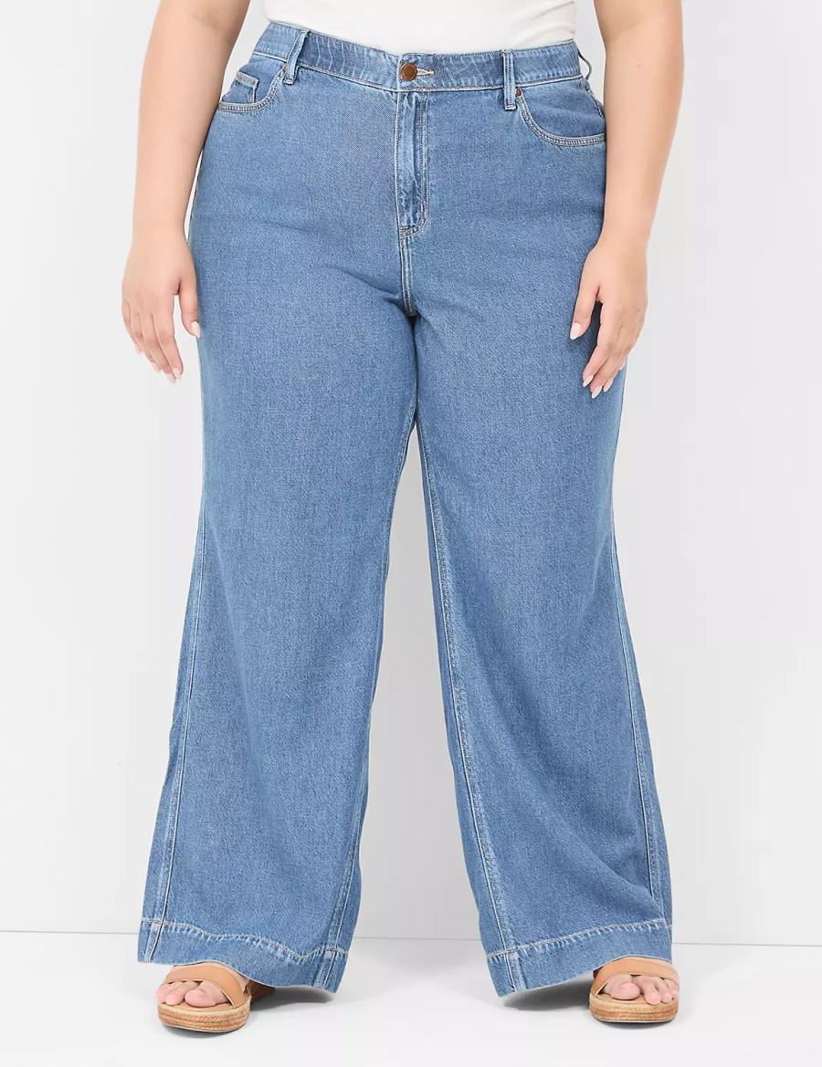 Women Lane Bryant Slim Wide Leg Jeans Blue | FBH3785HQ