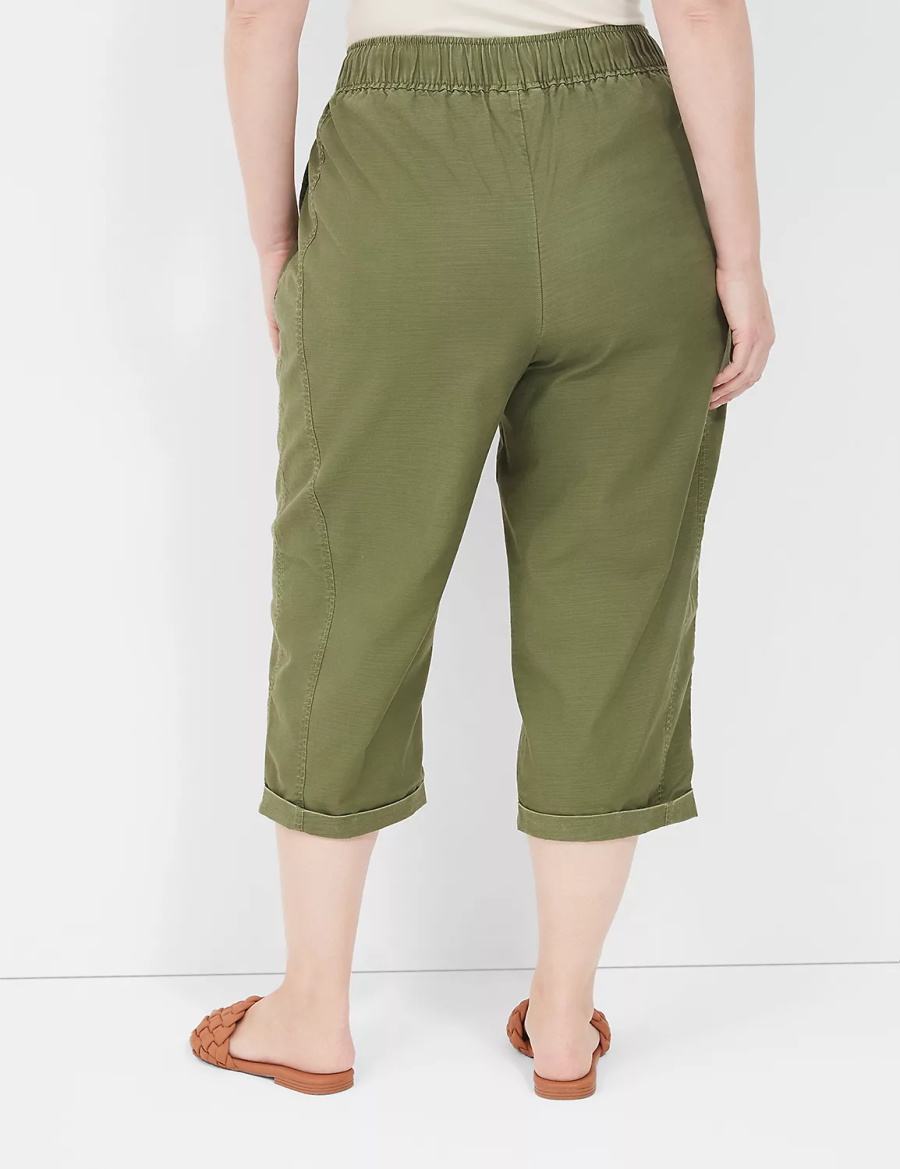 Women Lane Bryant Slub Pull-On Crop Pants Green | JOE1391UE