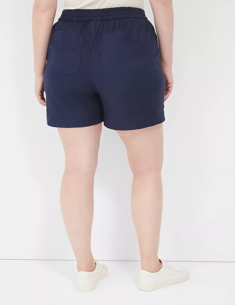 Women Lane Bryant Slub Pull-On Shorts Blue | SYP8959QY