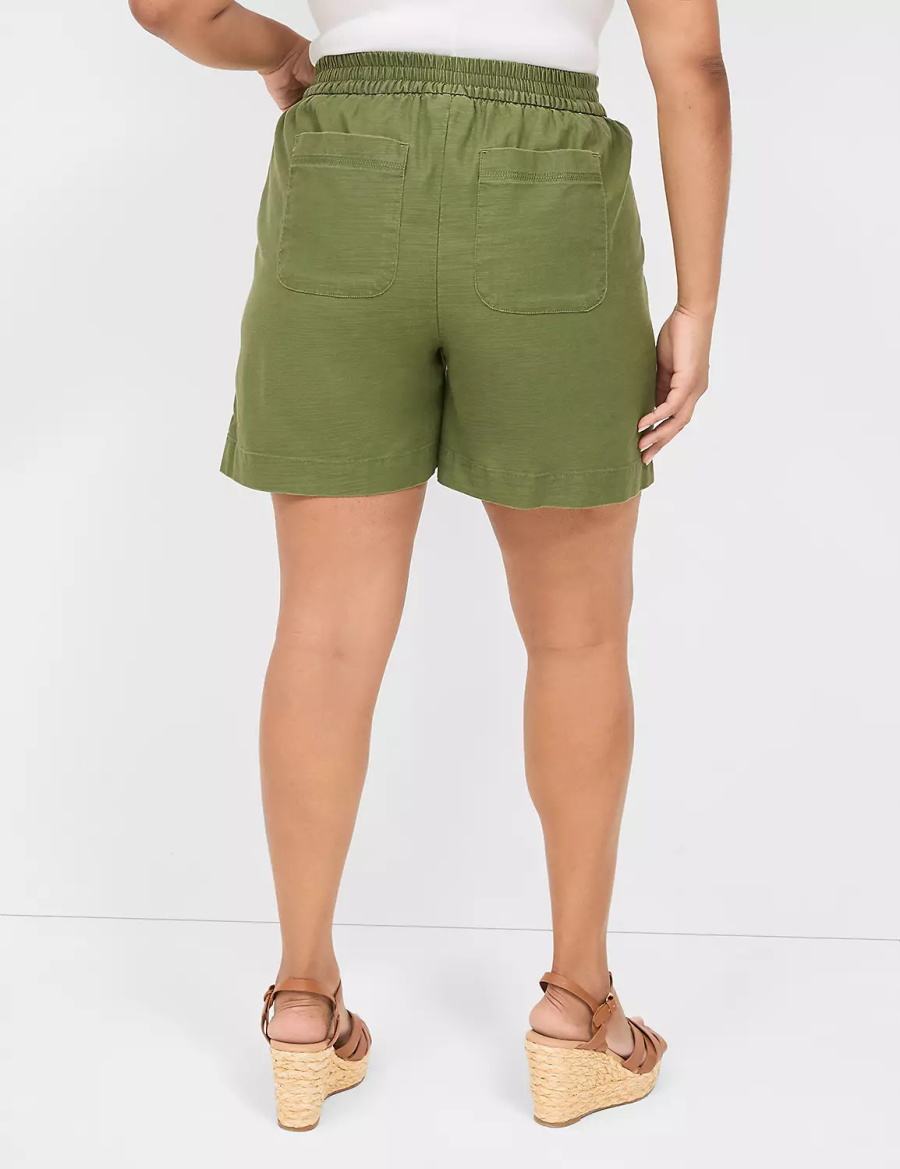 Women Lane Bryant Slub Pull-On Shorts Green | ODZ3665YF