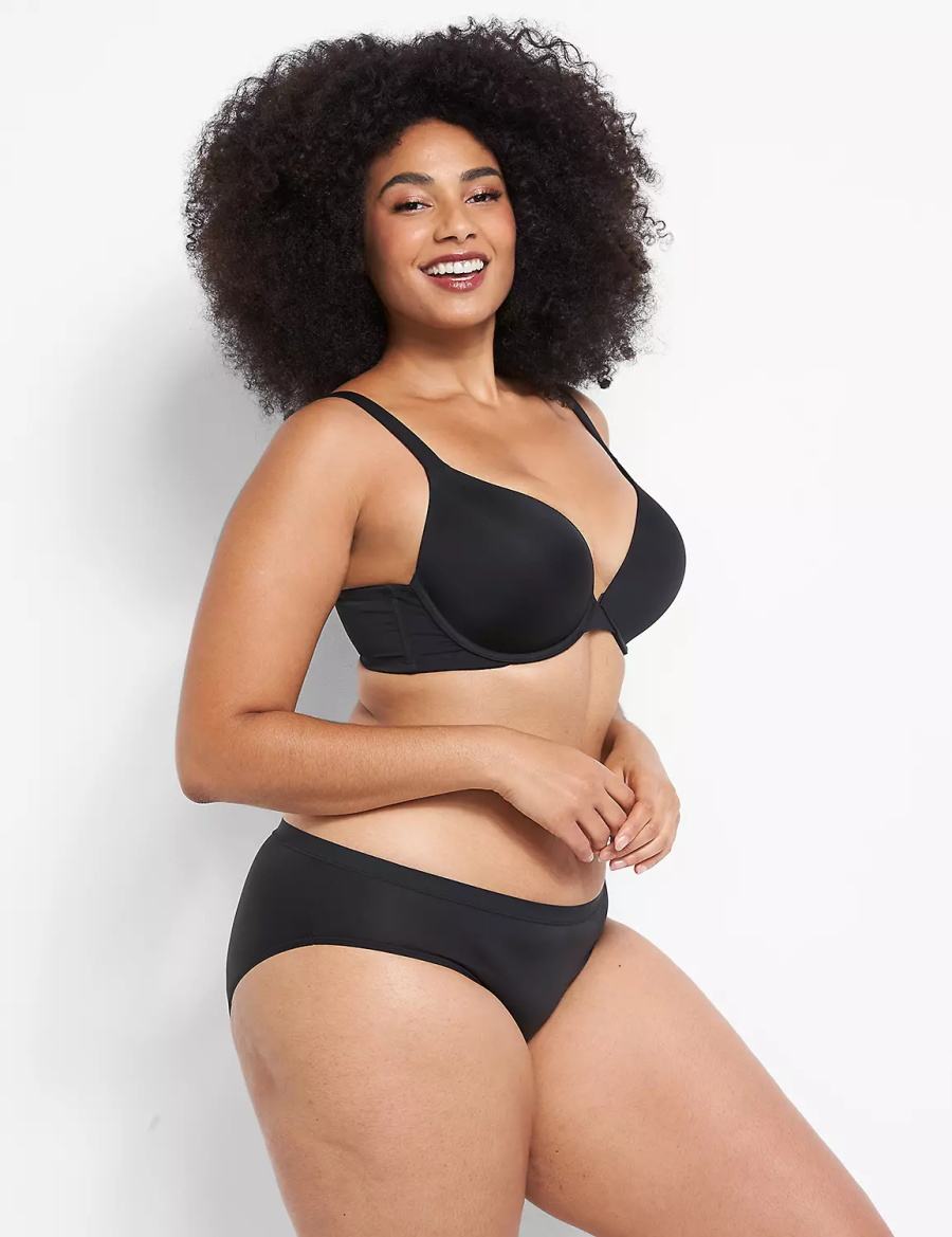 Women Lane Bryant Smooth Boost Plunge Bralettes Black | VHQ2739VI