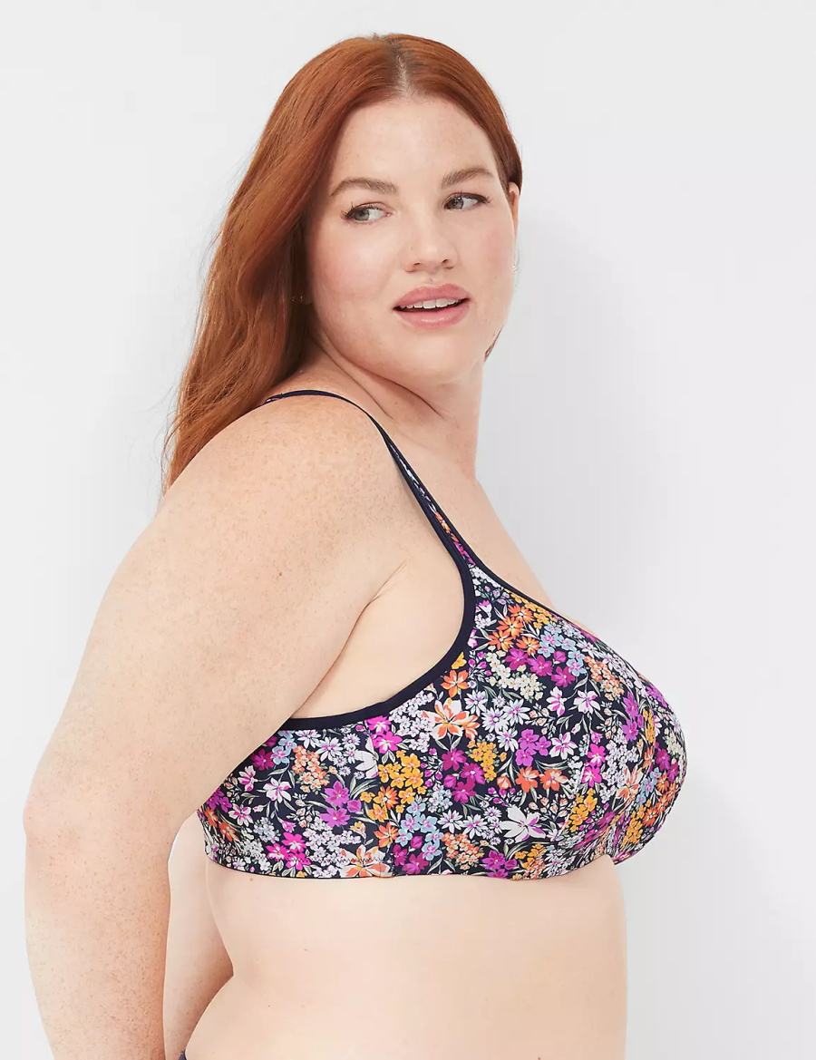 Women Lane Bryant Smooth Lightly Lined Balconette Bra Blue | CZH4249QX