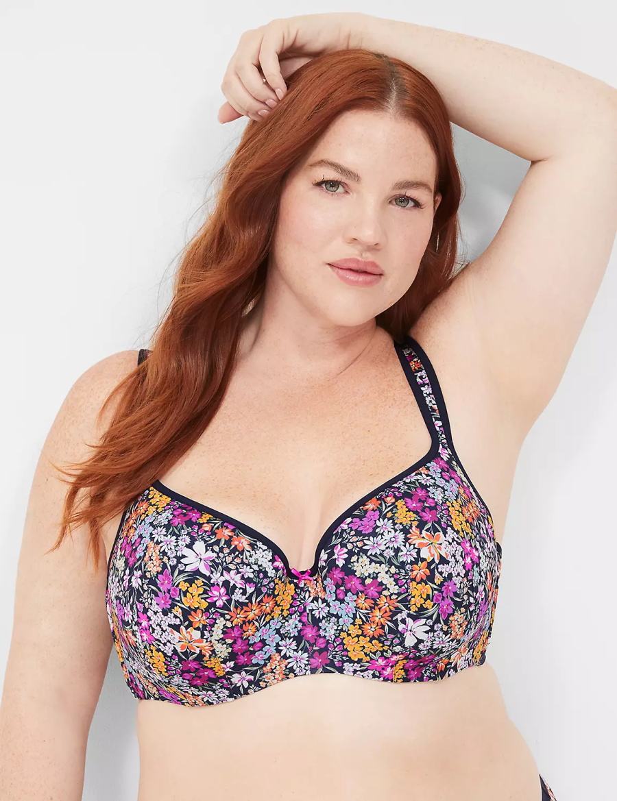 Women Lane Bryant Smooth Lightly Lined Balconette Bra Blue | CZH4249QX