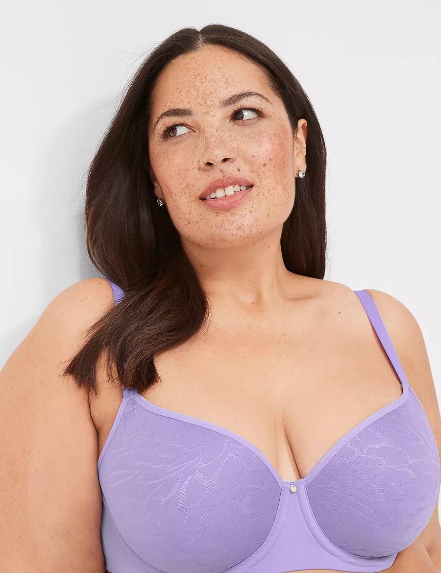 Women Lane Bryant Spacer Lightly Lined Balconette Bra Purple | MZO584YY
