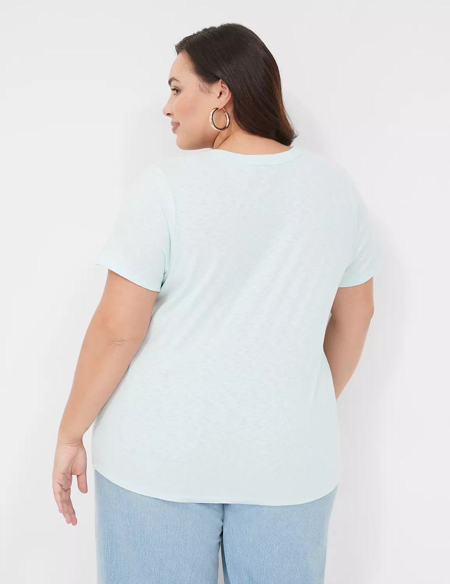 Women Lane Bryant Spring Graphic Tee T Shirts Blue | XBH1961HG