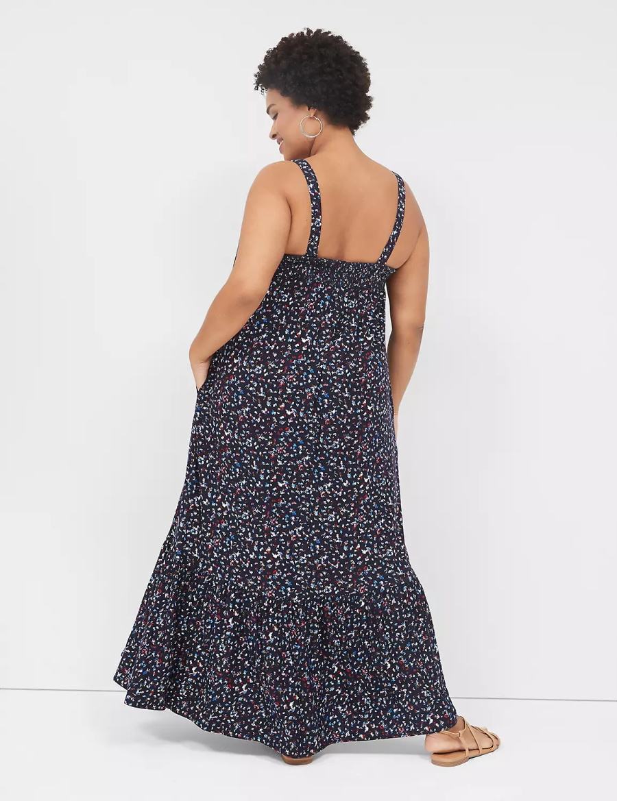 Women Lane Bryant Square-Neck Convertible-Strap Maxi Dress Dark Blue | VVR8425ZL