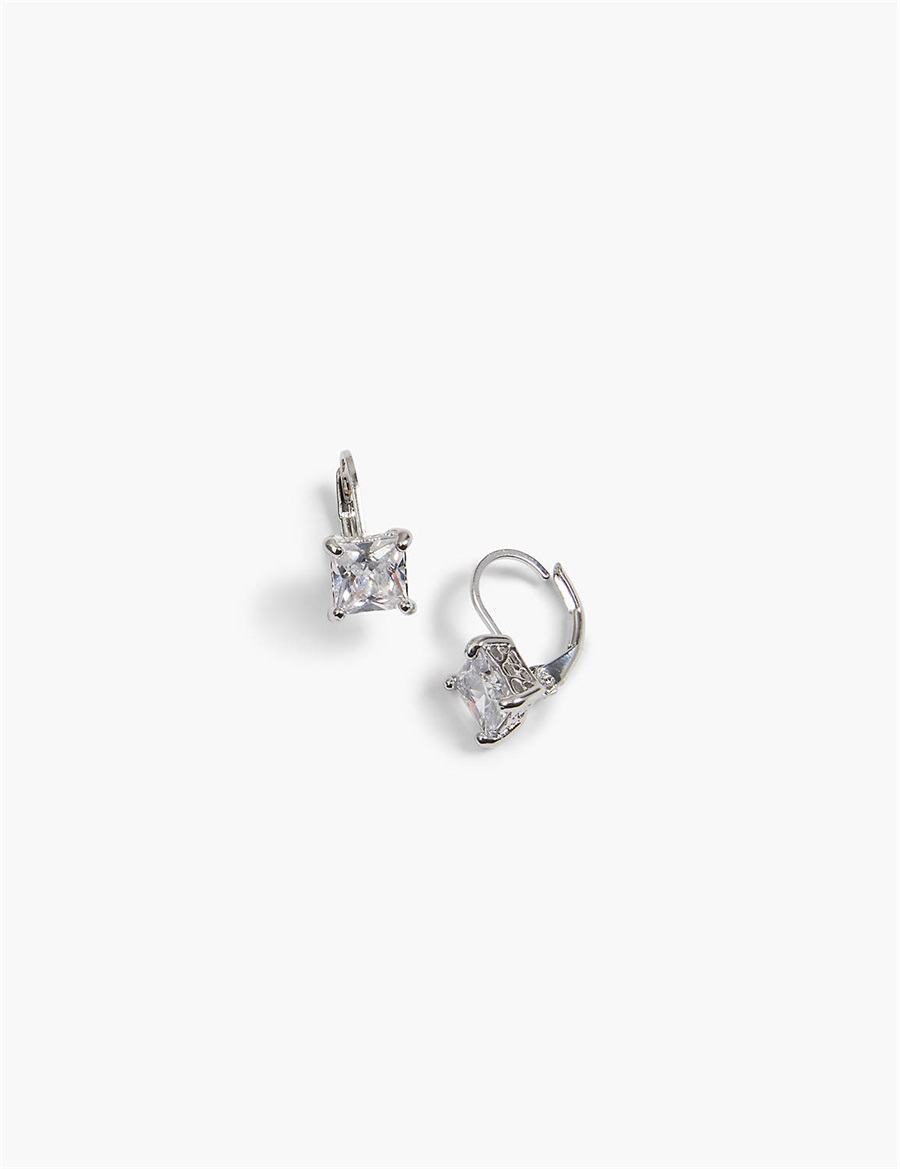 Women Lane Bryant Square Drop Earrings Silver | OYR2853HB