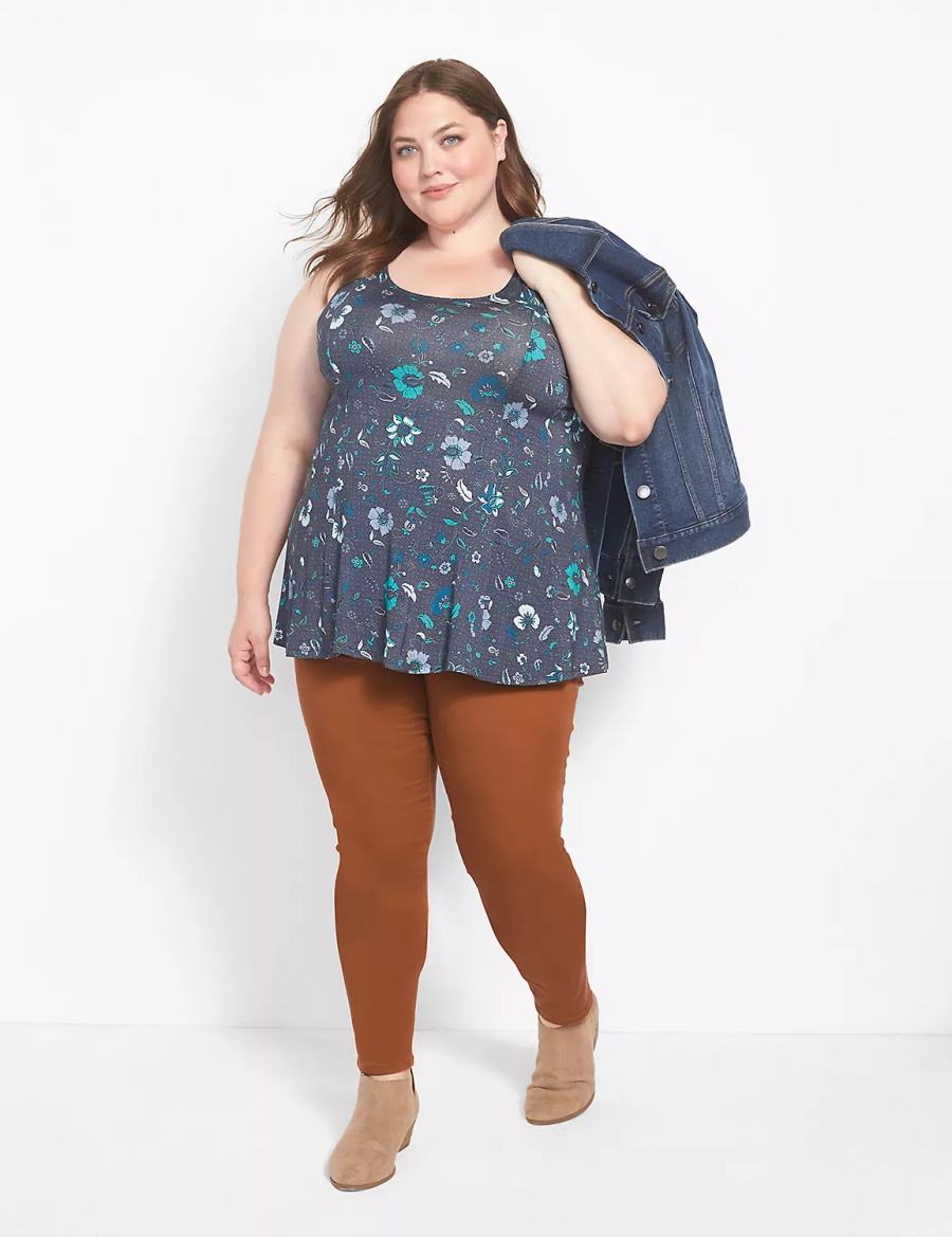 Women Lane Bryant Straight Fit 5-Pocket Sateen Skinny Pants Brown | AON2648BU