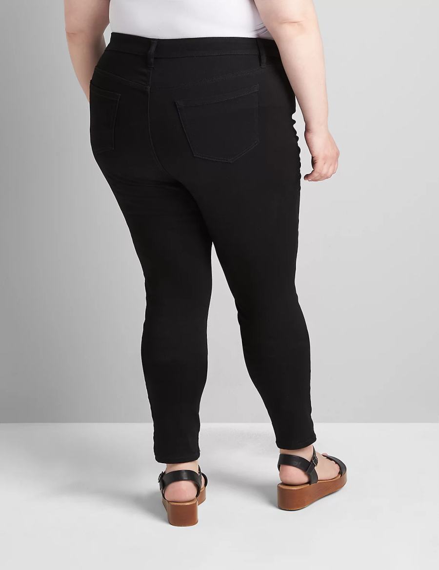 Women Lane Bryant Straight Fit High-Rise Sateen Skinny Jeans Black | BOB4996FF