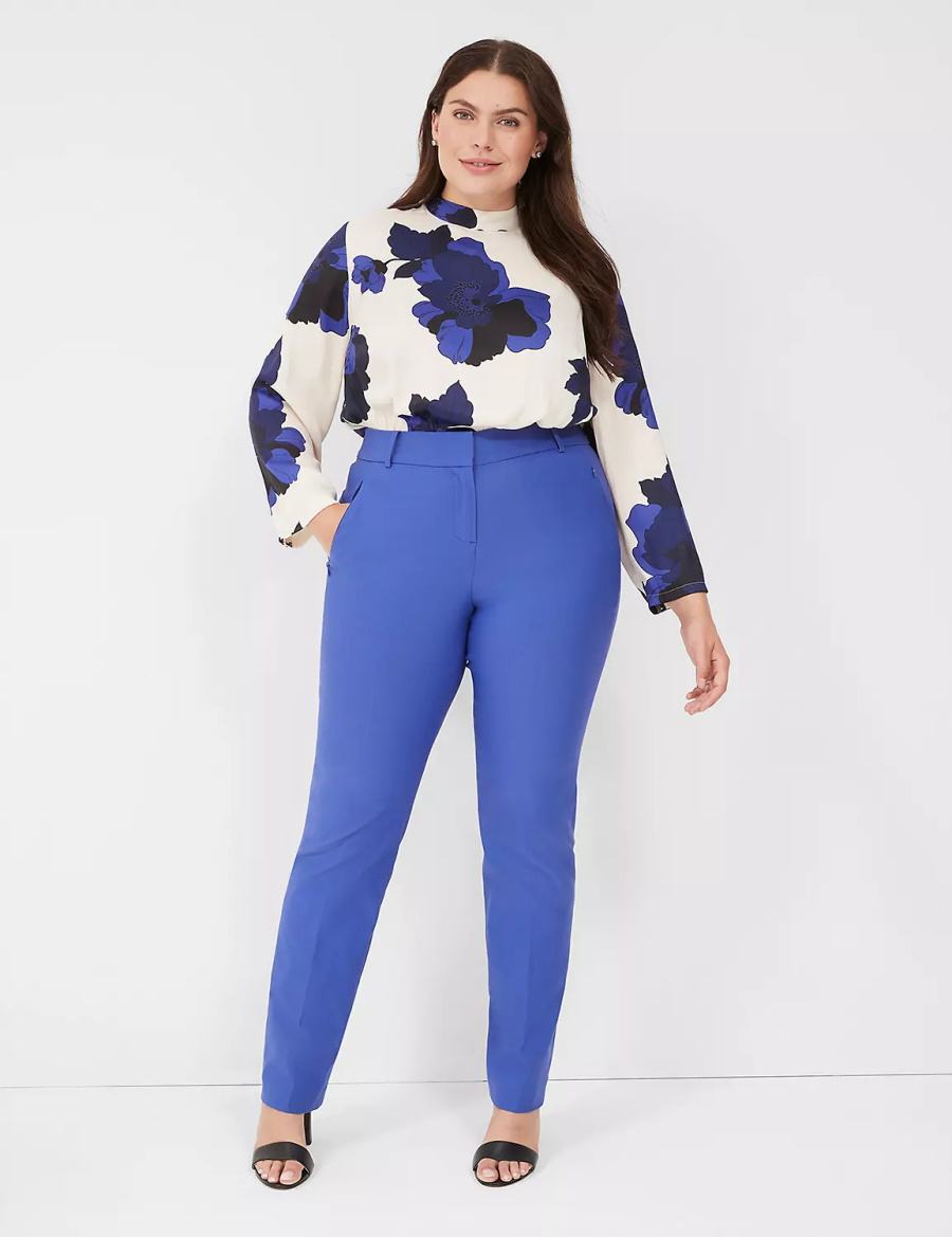 Women Lane Bryant Straight Leg 4-Season Pants Blue | LTB7513SW