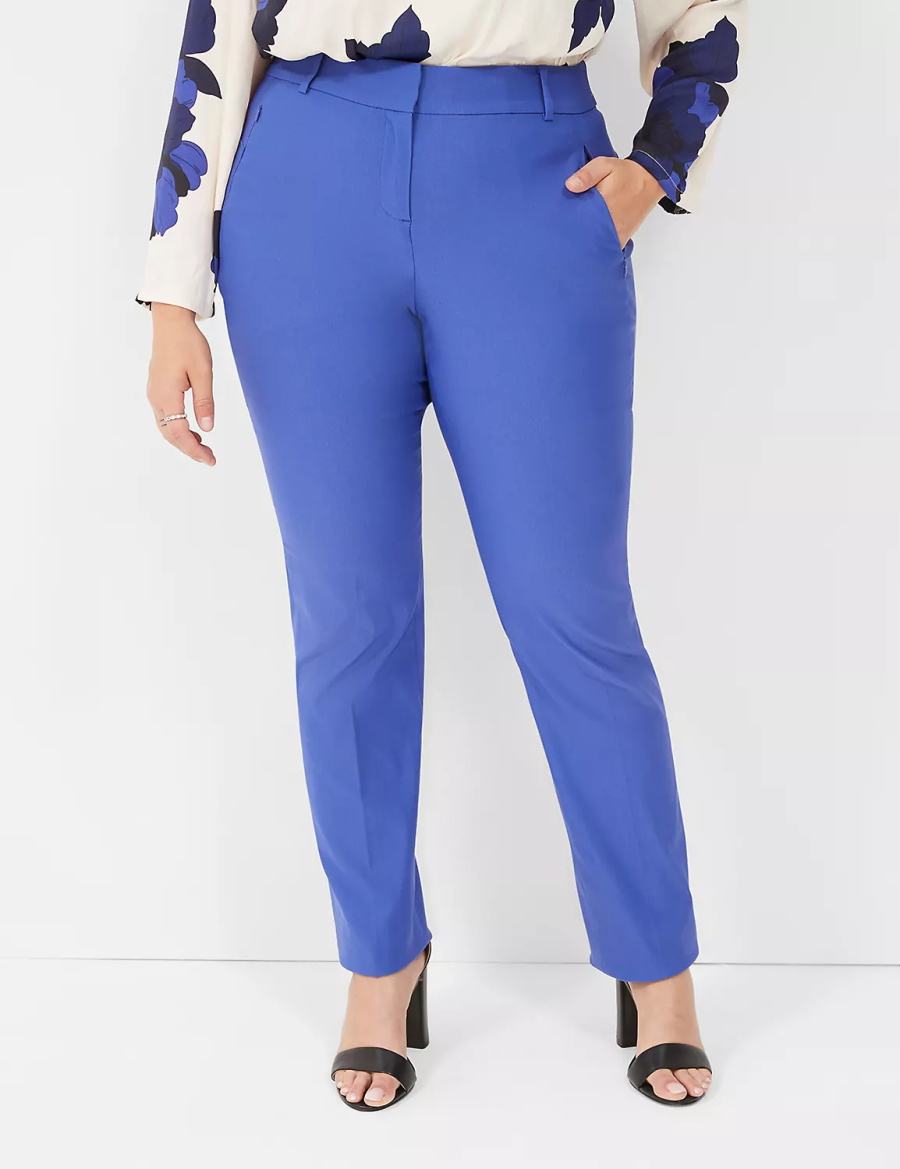 Women Lane Bryant Straight Leg 4-Season Pants Blue | LTB7513SW