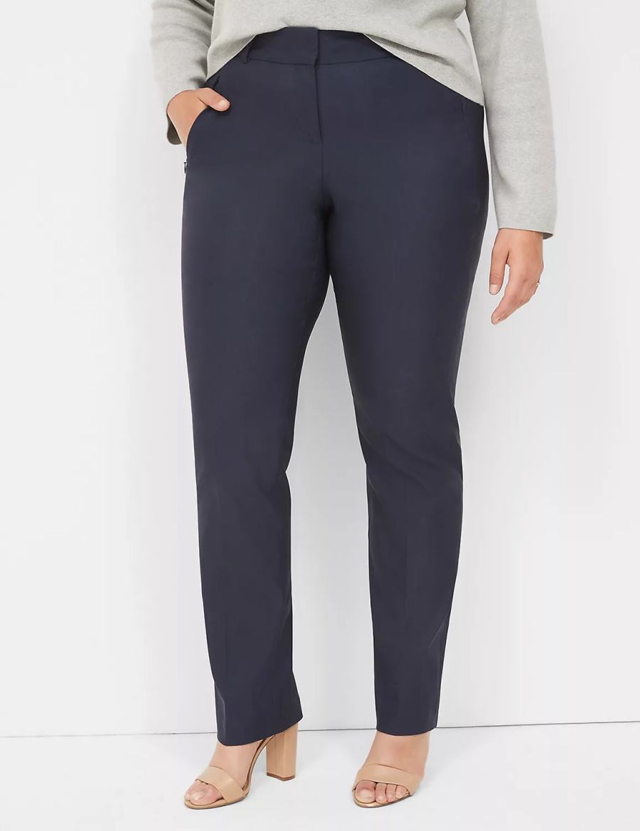 Women Lane Bryant Straight Leg 4-Season Pants Blue | SDM8344NU