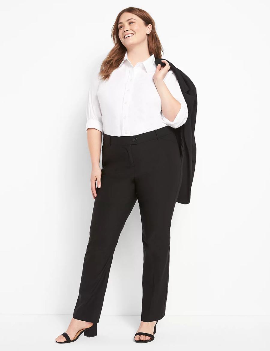 Women Lane Bryant Straight Leg 4-Season Pants Black | HUN965XU